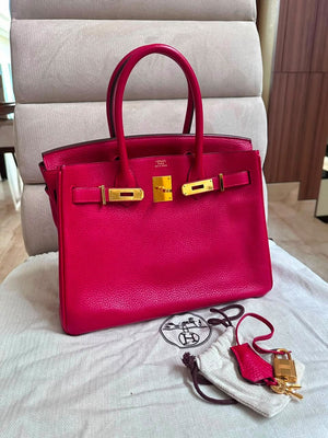 Hermes Birkin 25 Rouge Casaque TC gold hardware