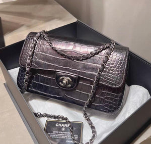 Chanel Classic Flap Medium Metallic Purple Matte Alligator Palladium hardware