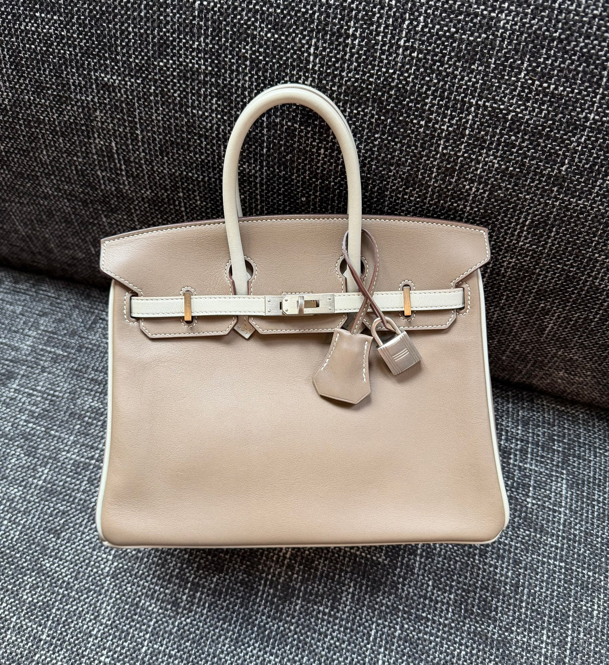 Hermes Birkin 25 HSS etoupe x Gris Perle swift brushed palladium hardware