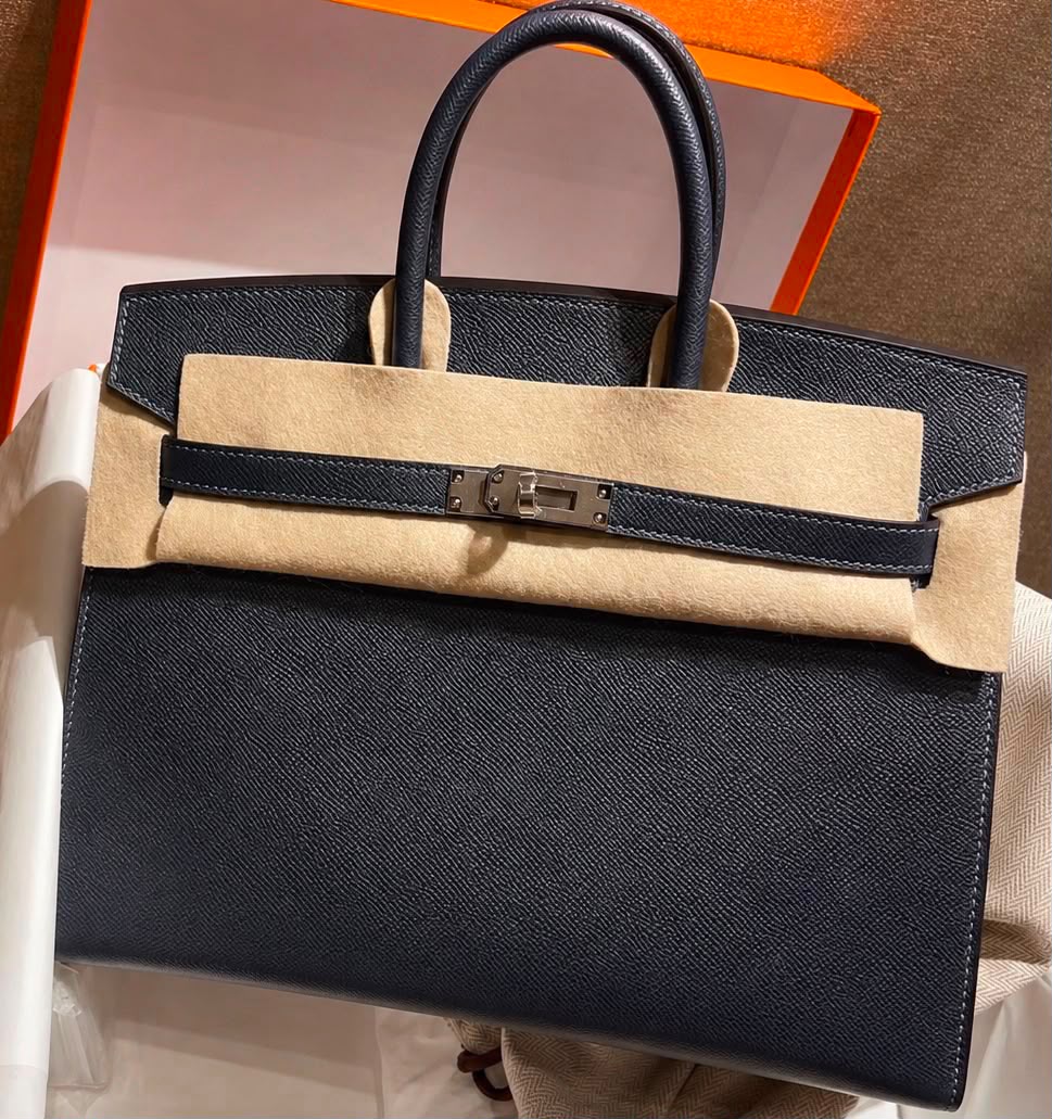 Hermes Birkin 25 sellier Bleu Indigo Epsom Palladium hardware