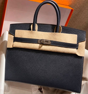 Hermes Birkin 25 sellier Bleu Indigo Epsom Palladium hardware