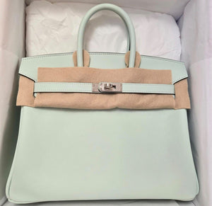 Hermes Birkin 25 Vert d’Eau Swift Palladium