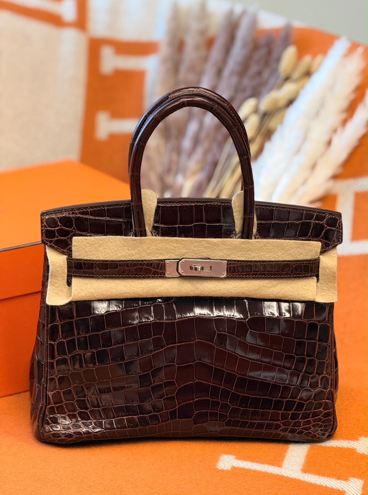 Hermes Birkin 30 Bourgogne Shiny Niloticus Palladium hardware