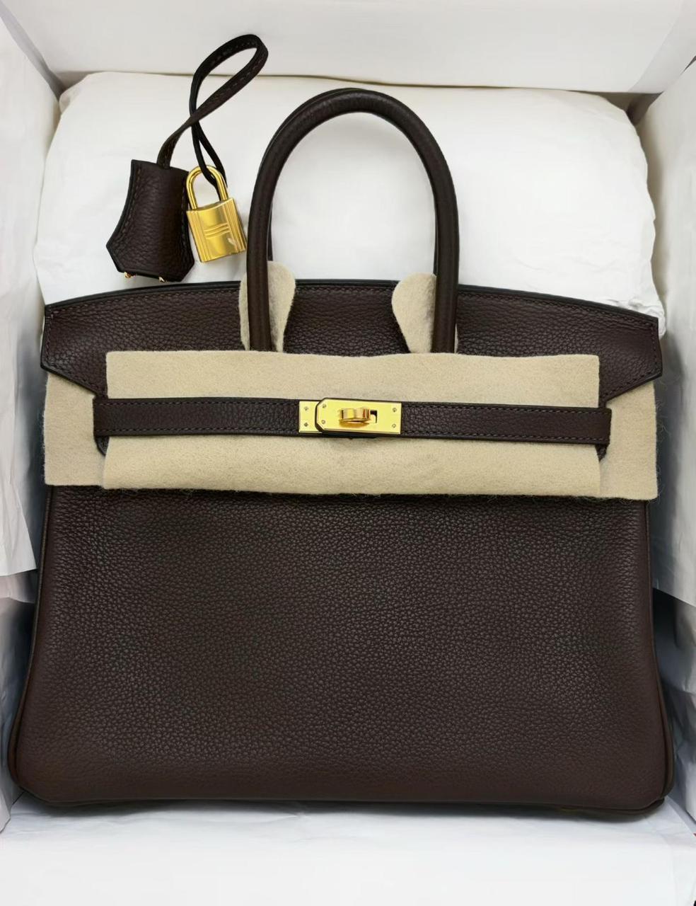 Hermes 25 Eben Barenia Faubourg Gold Hardware