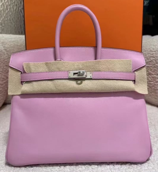 Hermes Birkin 25 Mauve Sylvestre Swift Palladium hardware