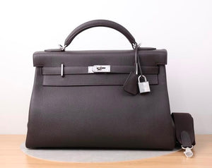 Hermes Kelly 42 Maxi Bai Brun Togo Palladium hardware