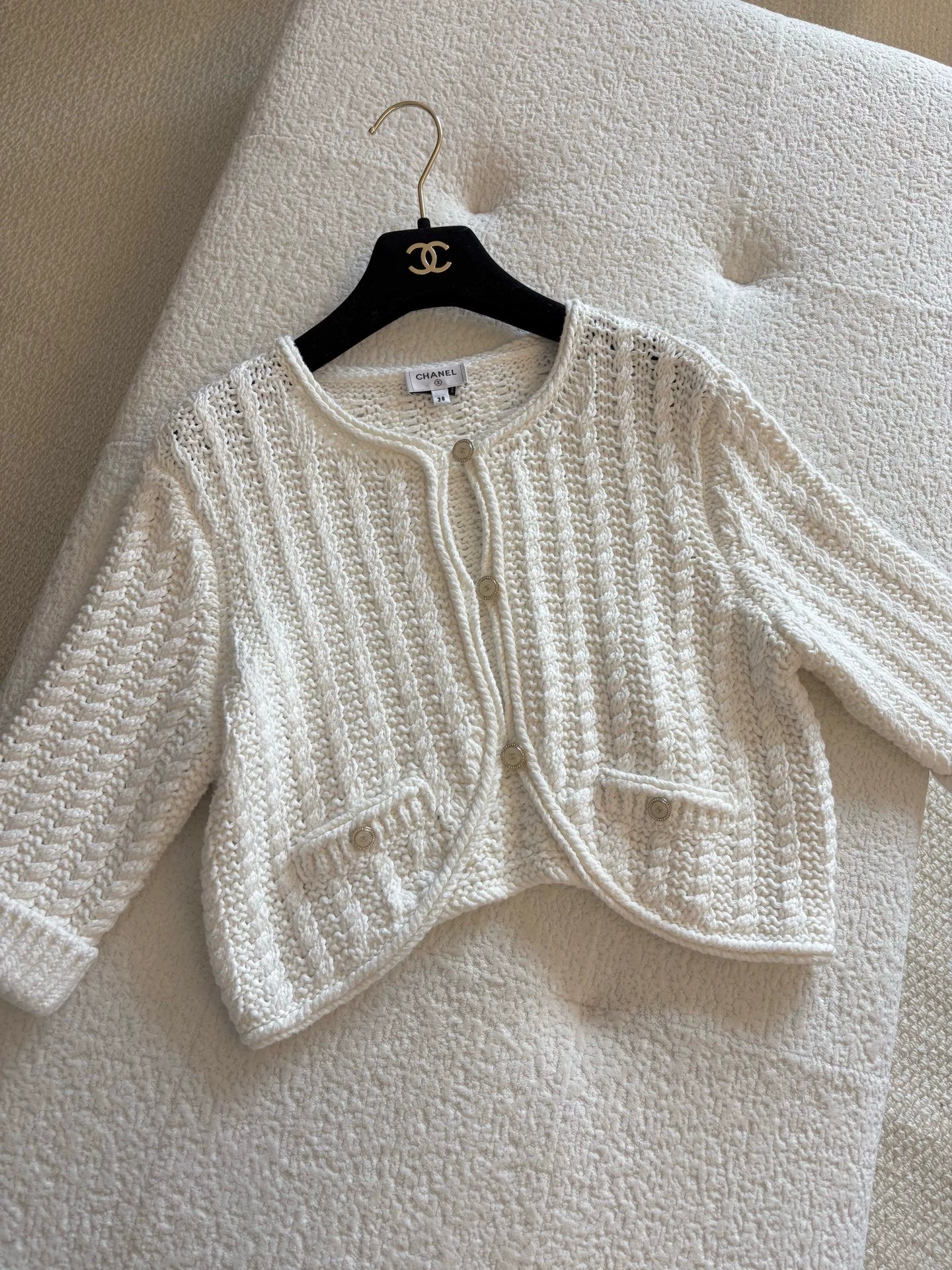 Chanel 26C White Knit Cardigan
