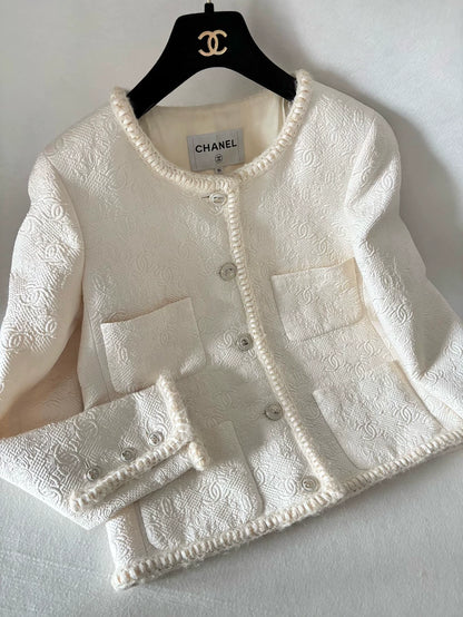 Chanel 21A White Castle Embossed Jacket
