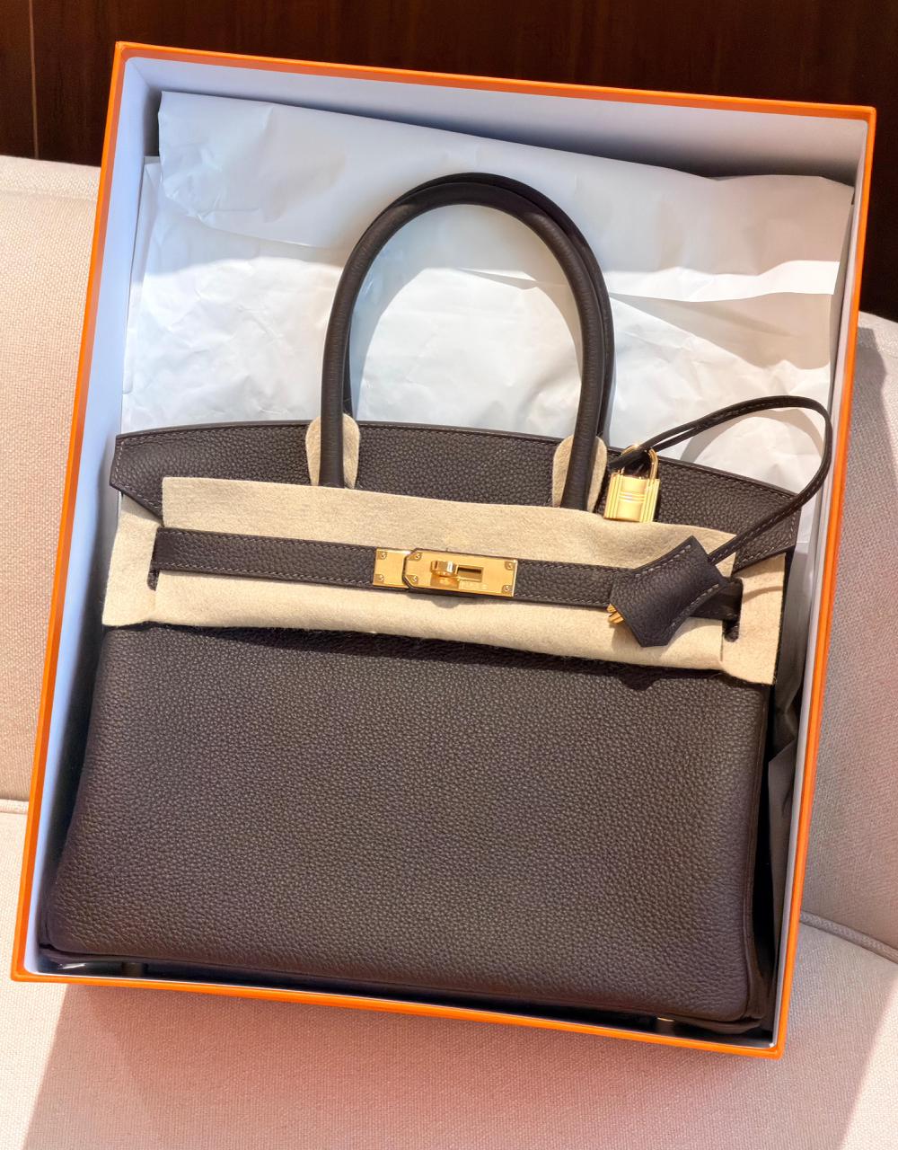 Hermes Birkin 30 Bai Brun Togo Gold hardware