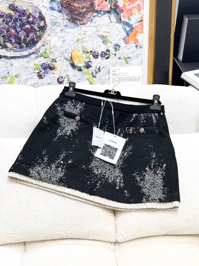 Chanel 25B grey/black hoodie and skirt set