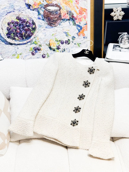 Chanel 18A white tweed jacket and skirt