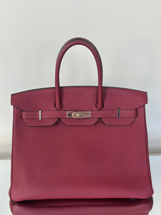 Hermes Birkin 35 Rouge Grenat Togo Palladium hardware