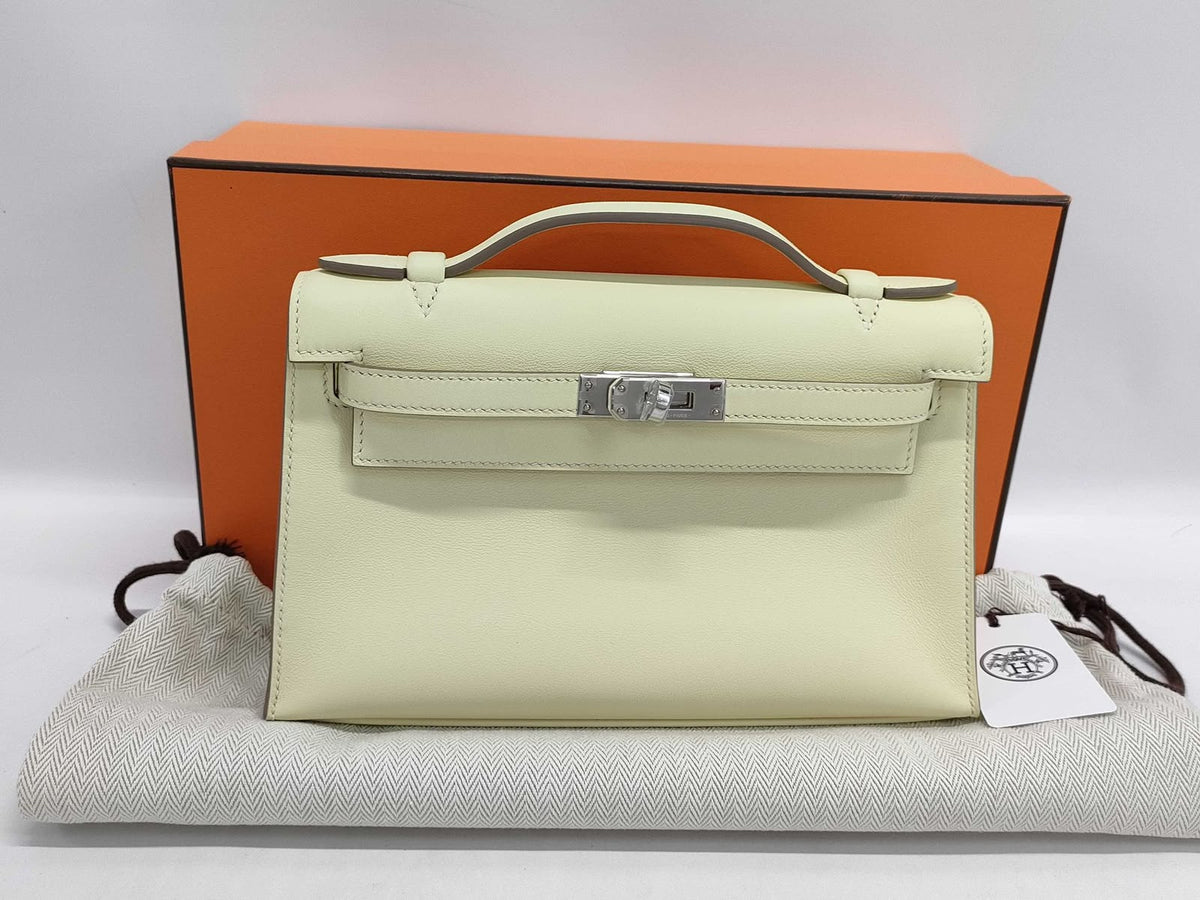 Hermes Kelly pochette Jaune Milton Swift Palladium hardware