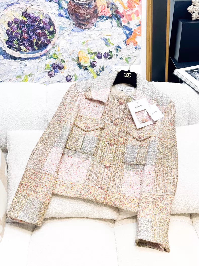 Chanel 24C gold multicolor tweed jacket