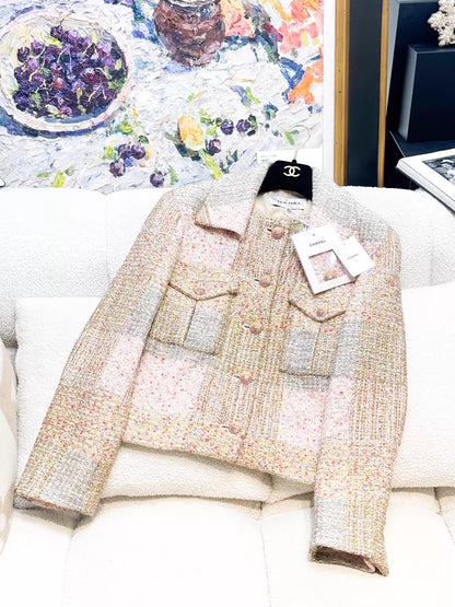 Chanel 24C gold multicolor tweed jacket