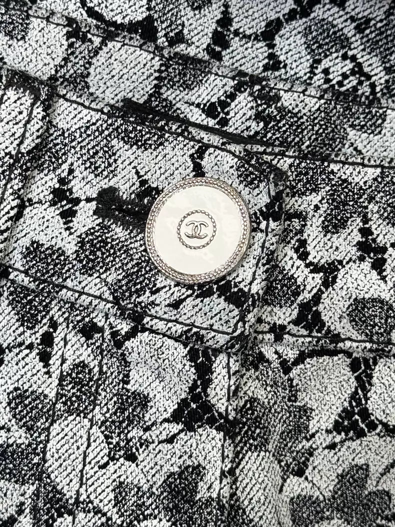 Chanel 24B Grey Floral Print Jeans