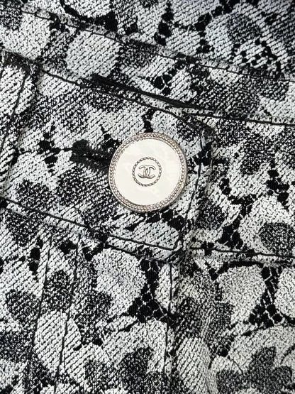 Chanel 24B Grey Floral Print Jeans
