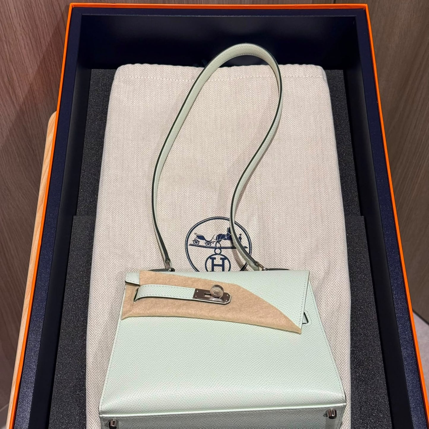 Hermes Kelly En Desordre Vert Fizz Epsom Palladium hardware