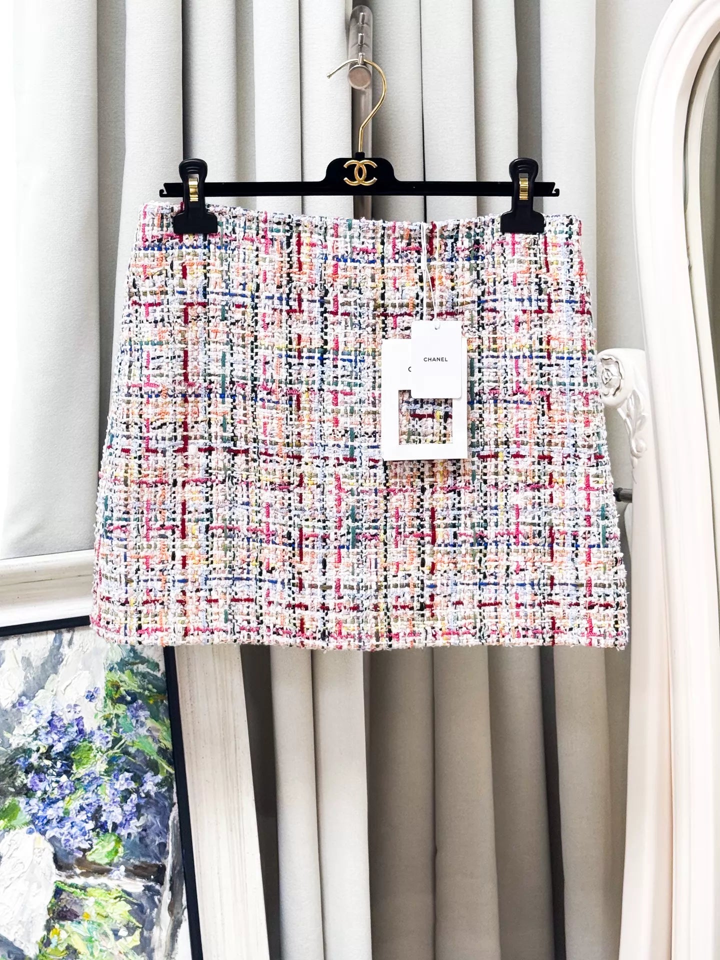 Chanel 26P pink multicoloured jacket and skirt