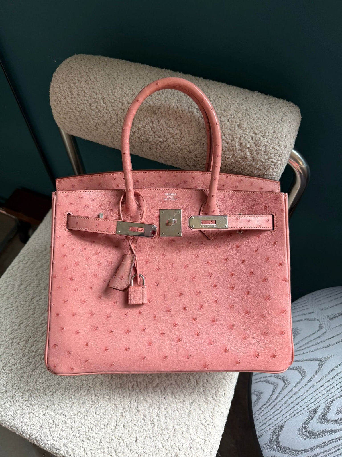 Hermes Birkin 30 in Terre Cutie Ostrich Palladium hardware