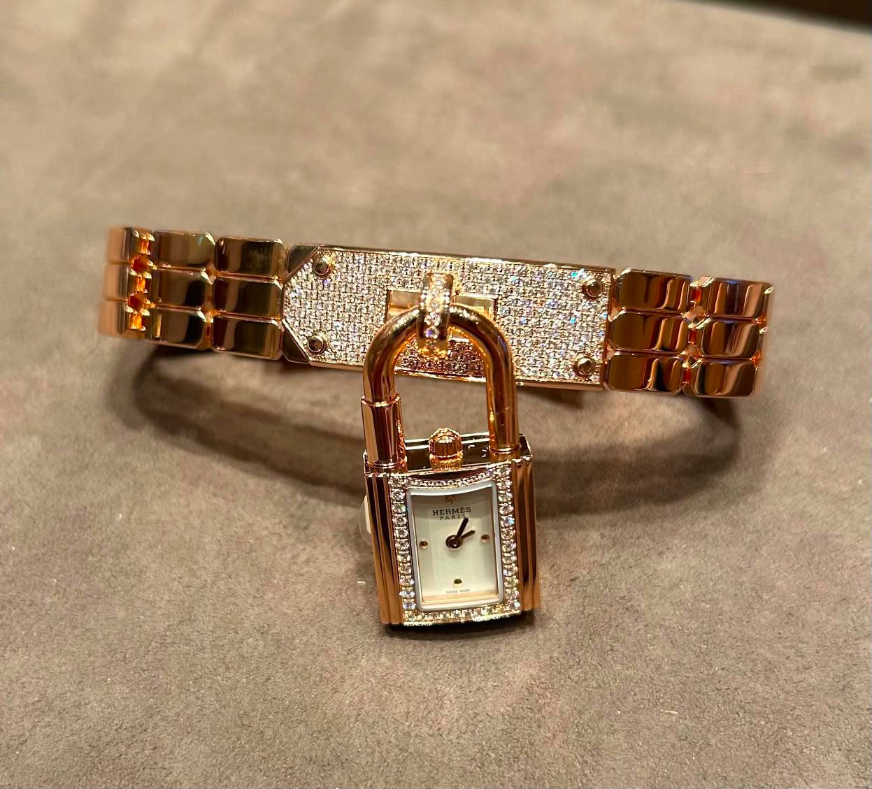Hermes Kelly Watch Rose Gold / half Diamond