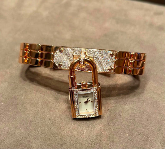 Hermes Kelly Watch Rose Gold / half Diamond