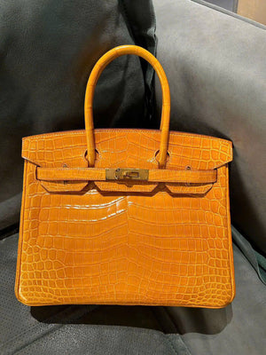 Hermes Birkin 30 Moutarde Shiny Niloticus Gold hardware