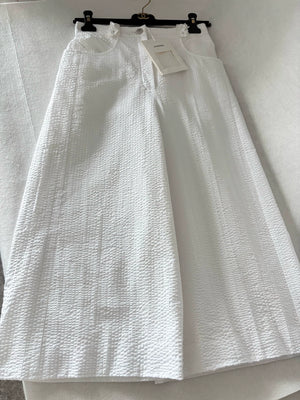 Chanel 26C White Floral Pattern Double C Midi Shorts