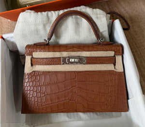 Hermès Mini Kelly 20 Gold Matte Alligator Palladium hardware