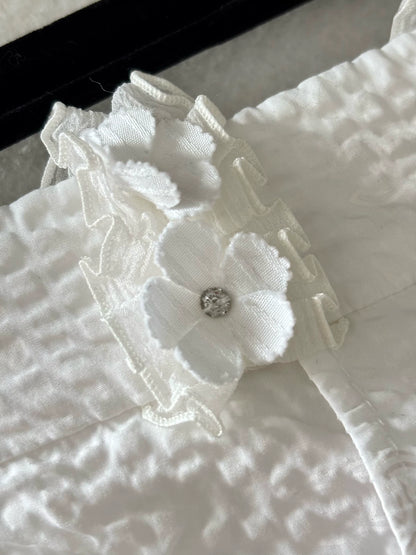 Chanel 26C White Floral Pattern Double C Midi Shorts