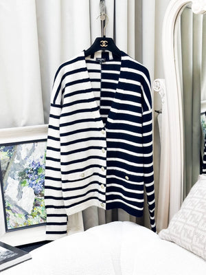 Chanel 24S Black and White Cardigan