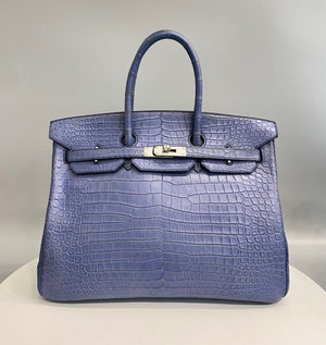 Hermes Birkin 35 blue Brighton matte porosus palladium hardware