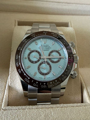 Rolex Daytona 116506 Chestnut Brown Bezel, Oyster Platinum Bracelet, Ice Blue Dial 2021