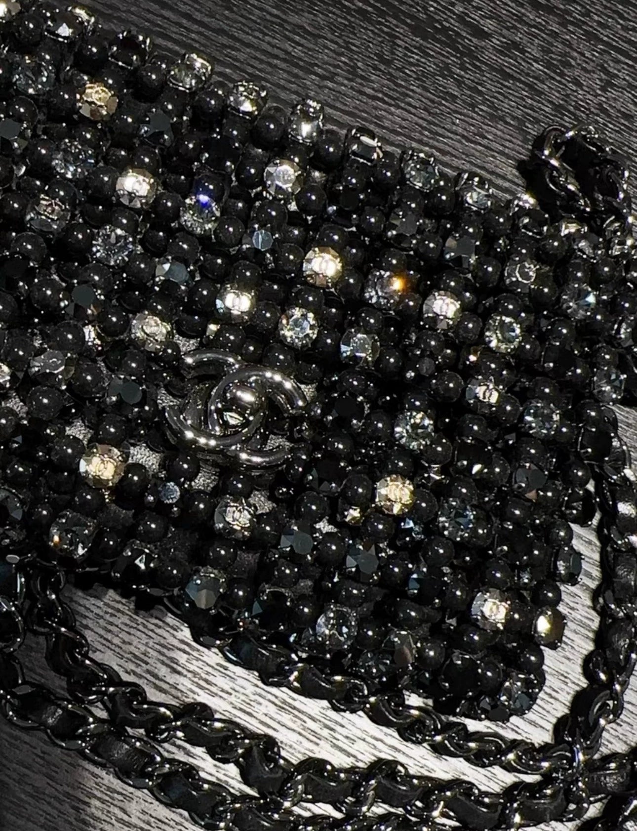 Chanel 22C black mini chain bag