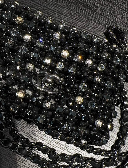 Chanel 22C black mini chain bag