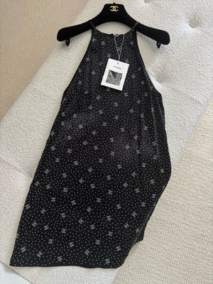 Chanel 24B Black Silk Polka Dot Dress