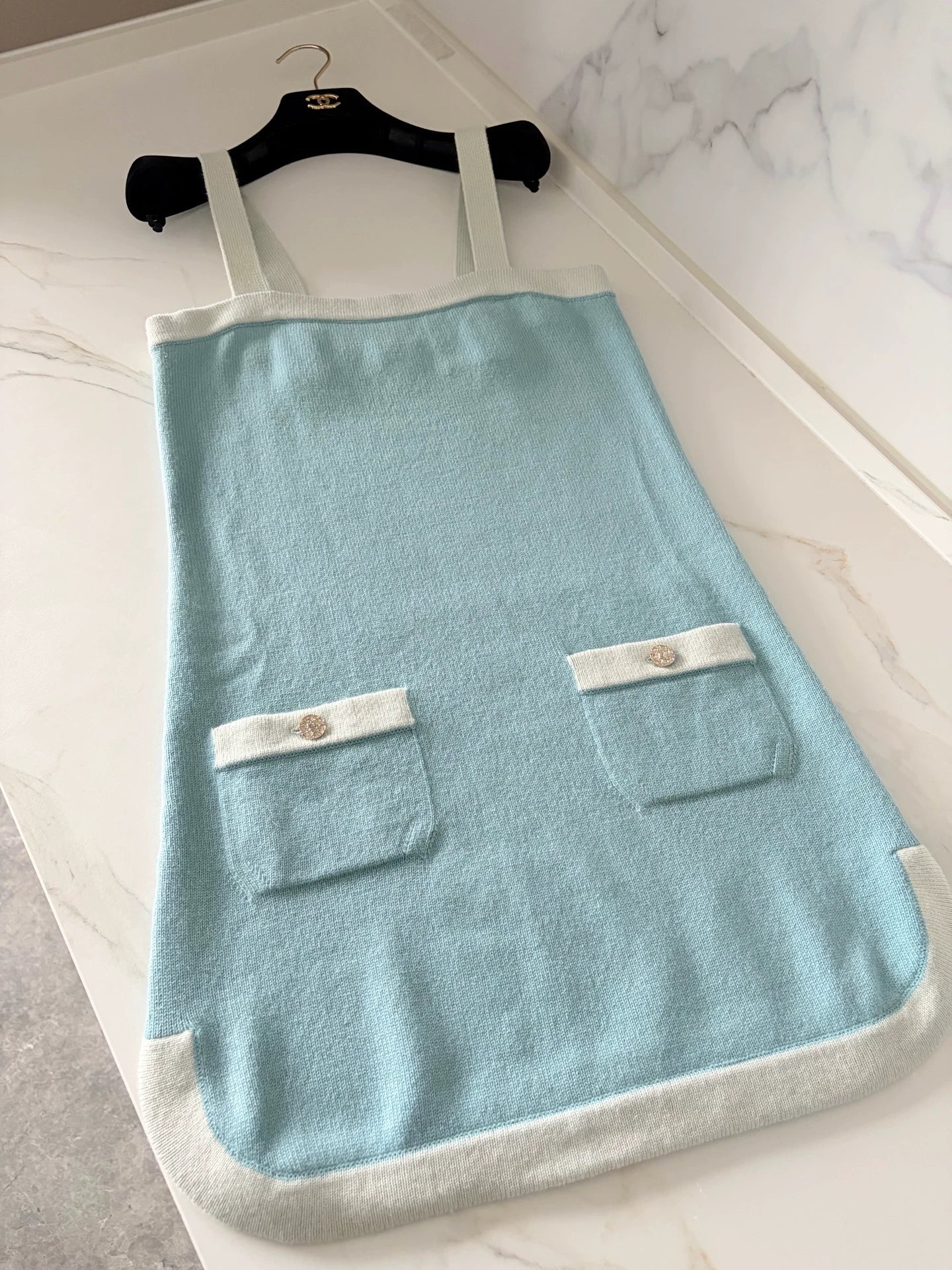 Chanel 25a Blue Cashmere Dress