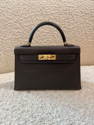 Hermes Mini Kelly 20 Graphite Madame gold hardware
