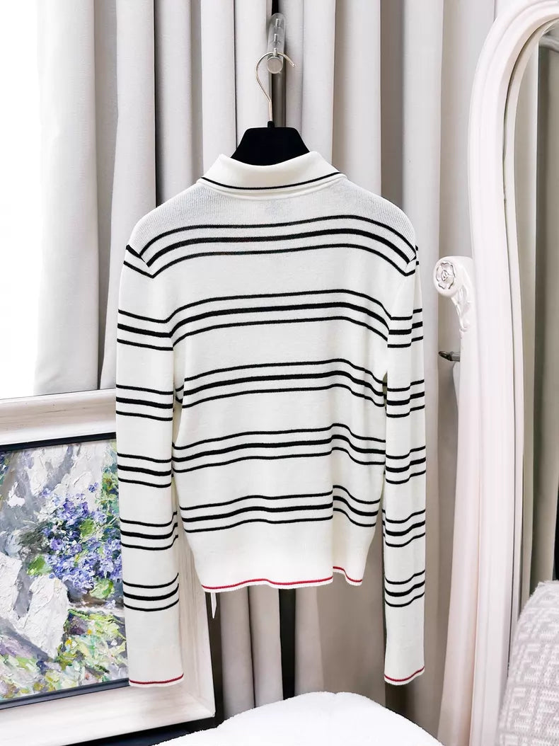 Chanel 24B white and black cardigan