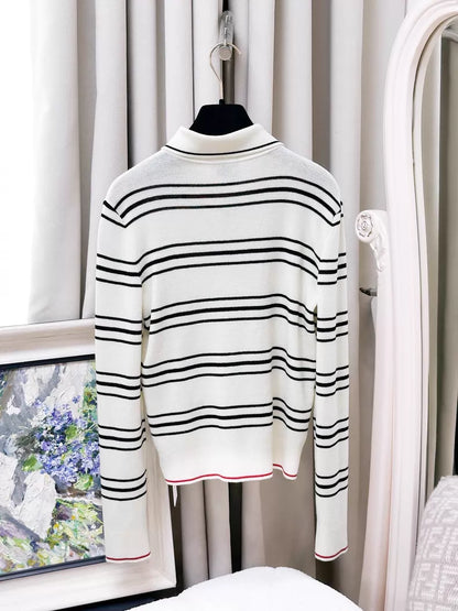 Chanel 24B white and black cardigan