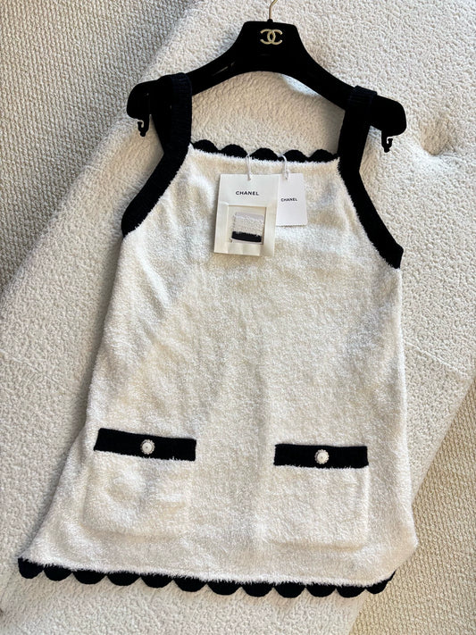 Chanel 26C White and Navy Blue Camisole