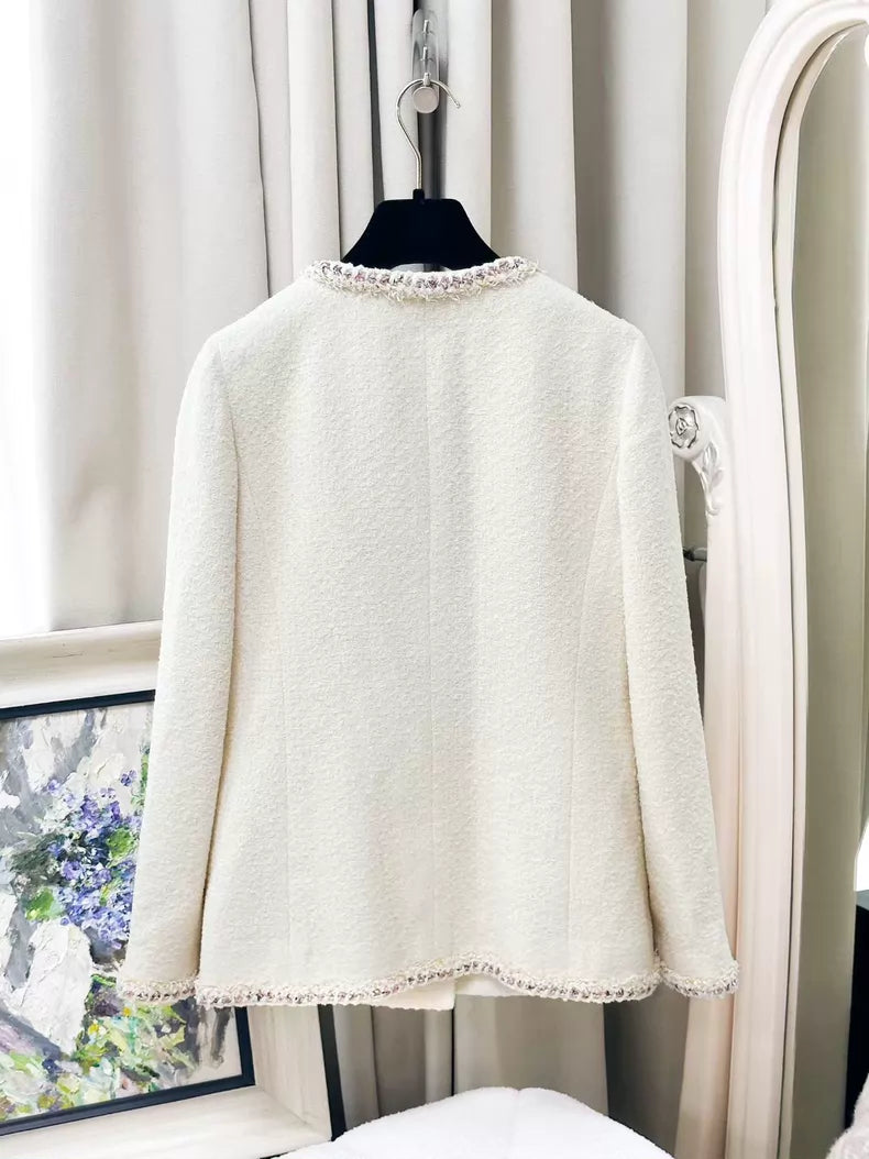 Chanel 26c creamy yellow tweed jacket