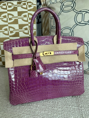 Hermes Birkin 25 cyclamen shiny niloticus gold hardware