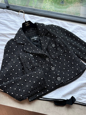 Chanel 24B Pearl Polka Dot Black Jacket