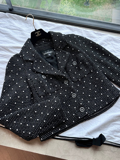 Chanel 24B Pearl Polka Dot Black Jacket