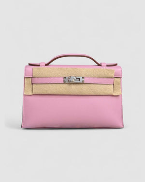 Hermes Kelly pochette Mauve Sylvestre Swift Palladium hardware
