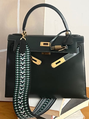 Hermes Kelly 28 Vert Fonce Box Gold hardware