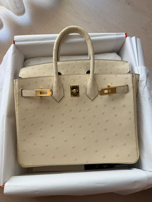Hermes Birkin 25 Vanille Ostrich Gold hardware