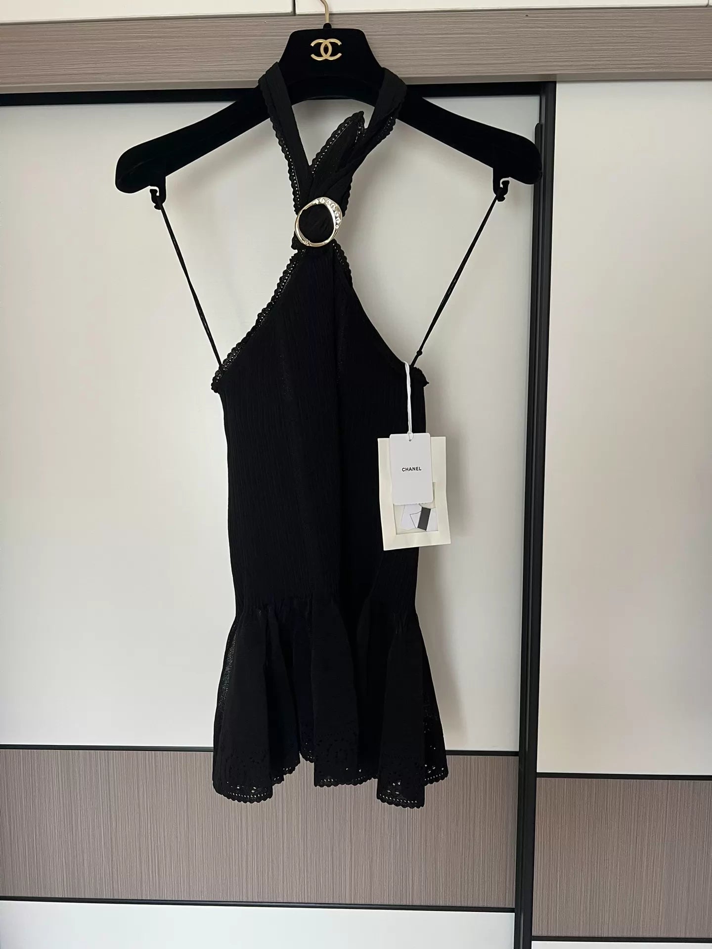 Chanel 26C black halter neck top