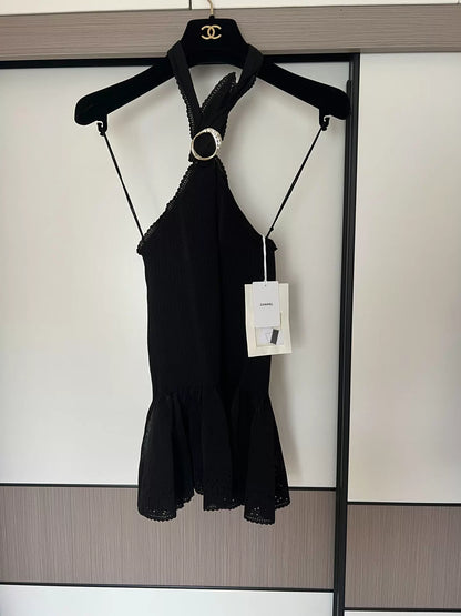 Chanel 26C black halter neck top